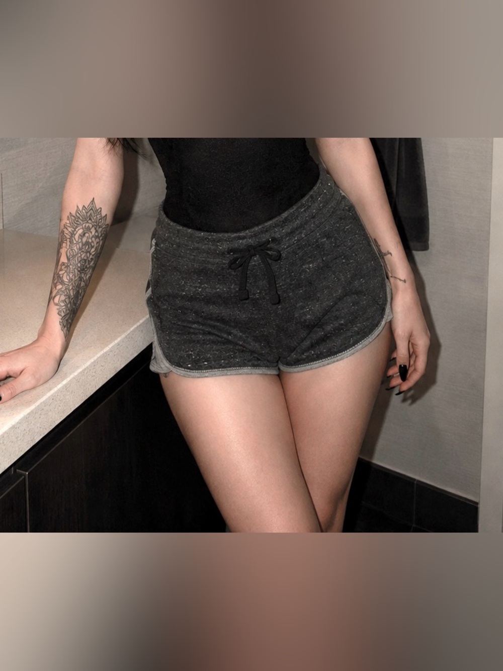 Women's Heather Charcoal Cozy PJ Lounge Sleep Shorts